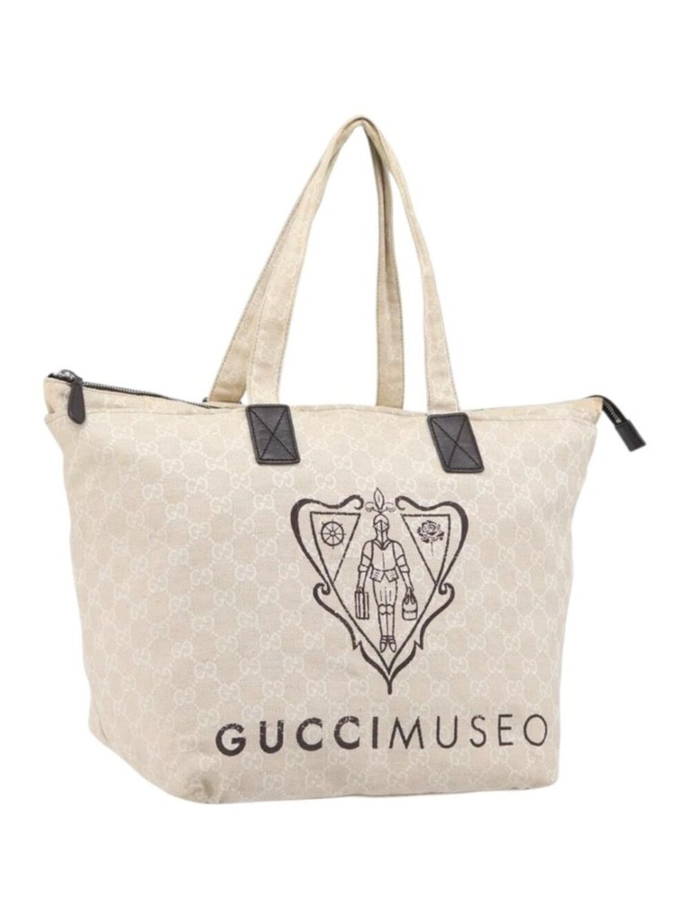 GUCCI GG Canvas Museo Tote Bag Ivory Silver 283416